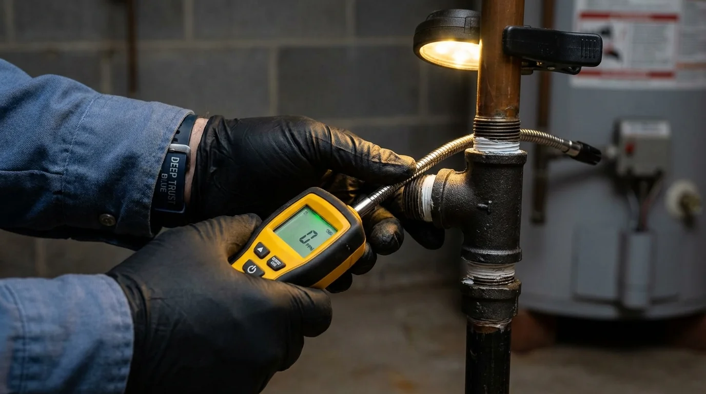 Gas leak detection with electronic sniffer by Johns Plumbing LLC in Saint Helena