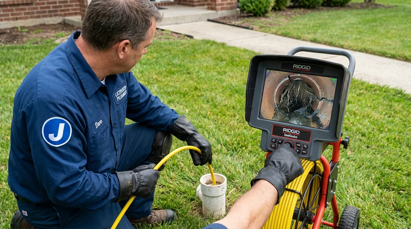 Sewer camera inspection being performed by Johns Plumbing LLC in Saint Helena