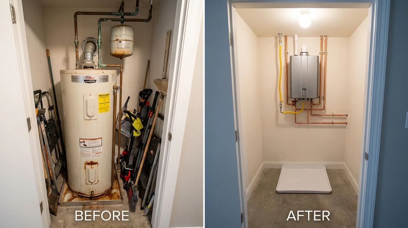 Tank water heater versus wall-mounted tankless unit comparison for Saint Helena, CA homeowners