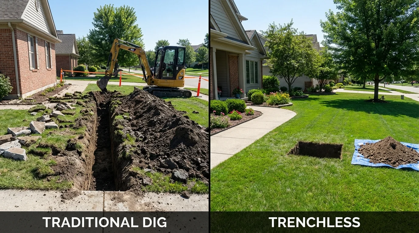 Trenchless sewer repair with minimal yard damage versus traditional excavation in Saint Helena, CA